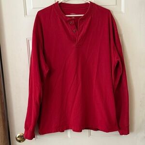 Cabela's Classic Red Henley Long Sleeve Quarter Button Tshirt Men’s Size XL